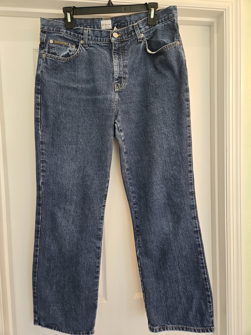 Vintage Calvin Klein Jeans Women's Straight-Leg Medium Blue Denim